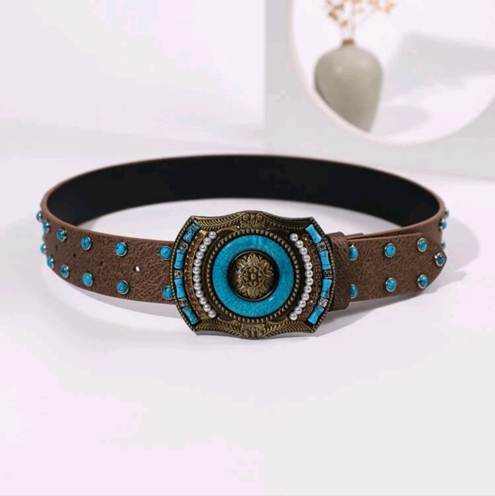 Leather belts with Turquoise , stone or bronze  buckle's